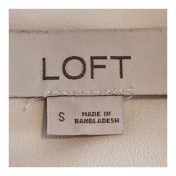 LOFT Small Off-White Henley Utility  Semi Sheer Blouse Button Front Long Sleeves - Picture 2 of 12